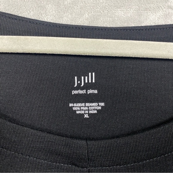 J. Jill Perfect Pima 3/4 Sleeve Seamed Tee Black Size XL Scoop Neck - Picture 4 of 6